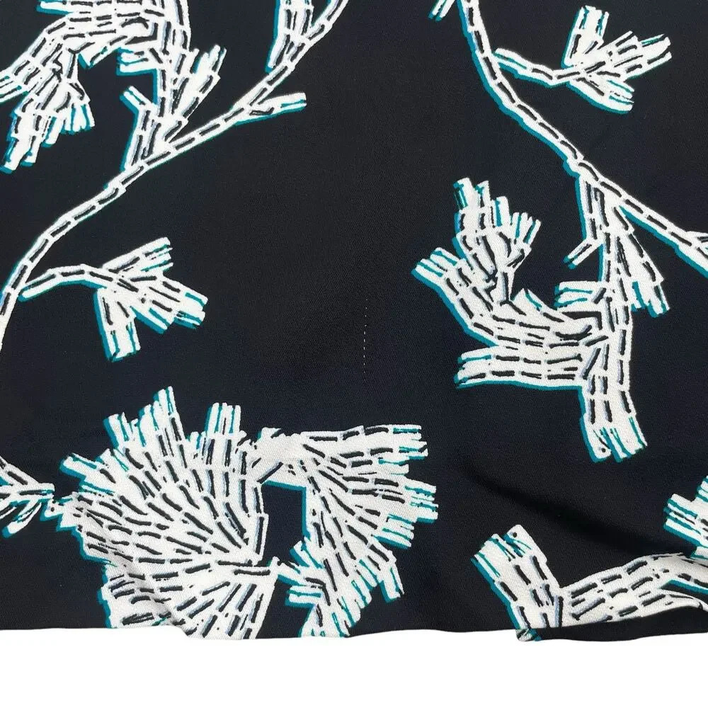 Diane von Furstenberg Kara Floral Print Penci Skirt Black Green Size 2